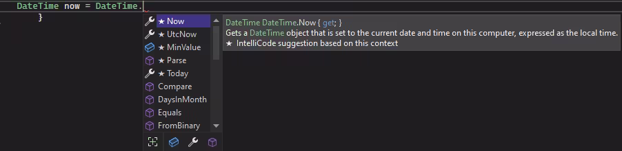 显示 IntelliSense 成员列表的屏幕截图